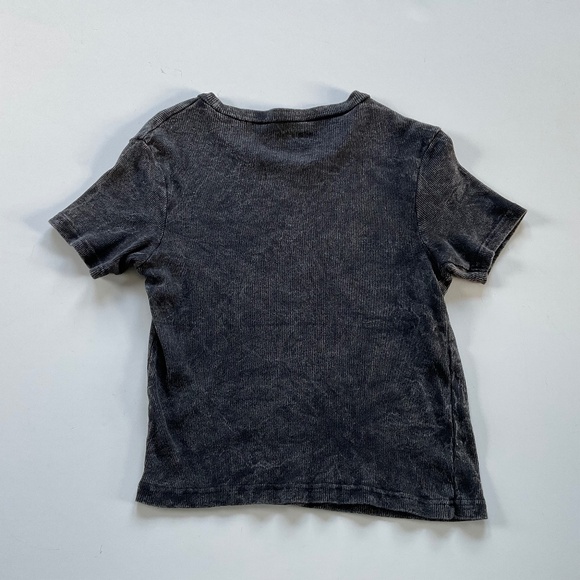 On Fire Acid Wash T-Shirt Sz L  Black/Gray Short Sleeve Tee Grunge Gen Z Y2K - Picture 2 of 6